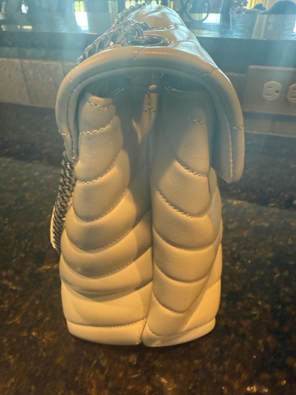 Yves Saint Laurent Cream Quilted LouLou Puffer Chevron Quilted Shoulder bag - Picture 6 of 13